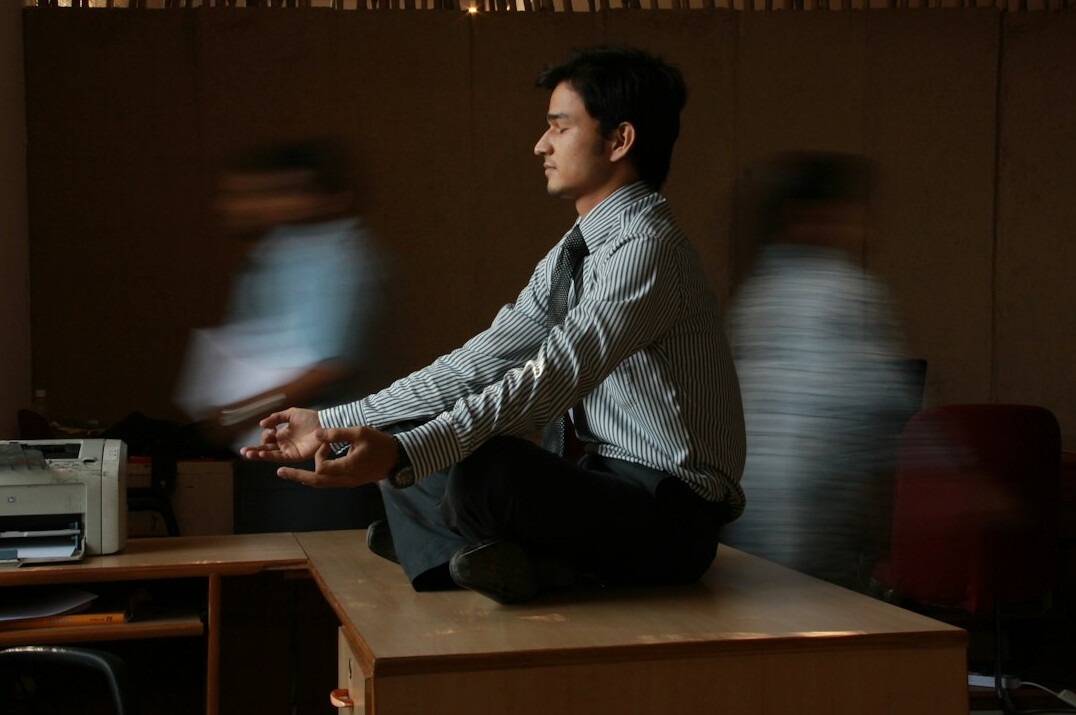 person practicing meditation