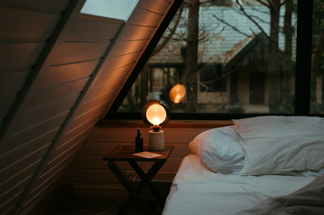 Cozy bedroom with white bedding