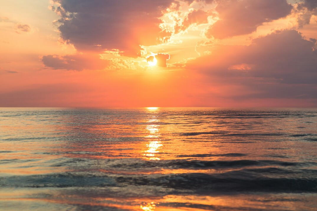 Peaceful sunset over calm water